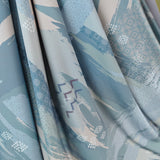 Sky Blue Abstract Crepe Fabric