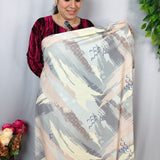 Cream & Peach Abstract Printed Fabric