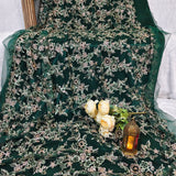 2 Piece Emerald Green Embroidered Net Fabric