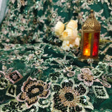 2 Piece Emerald Green Embroidered Net Fabric