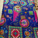 قماش مطبوع بنمط فن البوب ​​متعدد الألوان باللون الأزرق الملكي