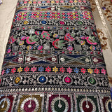 Midnight Black & Multicolour Heritage Embroidered Velvet Fabric