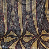 Deep Indigo & Gold Sequin Work Soft Net fabric