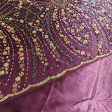 Deep Purple Satin backed Net handwork fabric