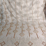 Pearl Ivory Embellished Net Overlay with Silk Satin