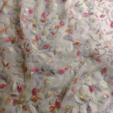 Pearl Ivory & Pastel Garden Embroidered Net Fabric