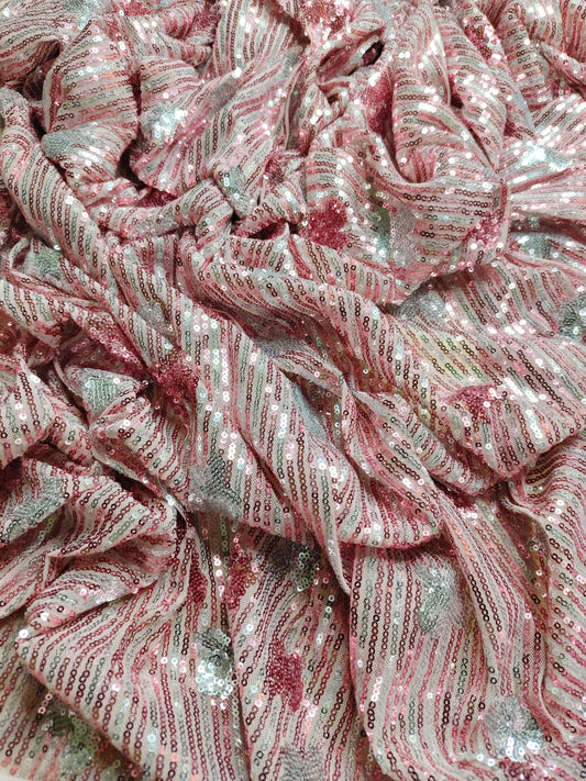 Opulent Blush Sequin Fabric on Soft Net