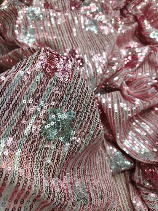 Opulent Blush Sequin Fabric on Soft Net