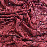 Wine Blossom Sequin Net Fabric