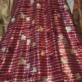 Deep Wine & Gold Couture Sequin Net Fabric