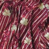Deep Wine & Gold Couture Sequin Net Fabric
