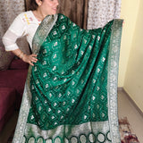 Emerald Green & Silver  Silk Heritage Zari Saree