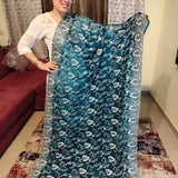 Deep Navy Blue Georgette Embroidered Saree