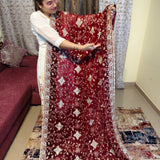 Rich Crimson Red Embroidered Georgette Indian Saree