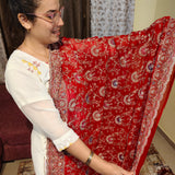 Dark Red Georgette Embroidered Indian Saree