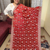 Dark Red Georgette Embroidered Indian Saree