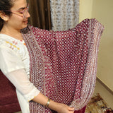 Deep Maroon Heavy Embroidery handwork Georgette Indian Saree