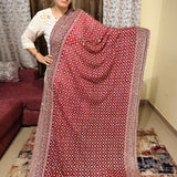 Dark Red Heavy Embroidery handwork Georgette Indian Saree