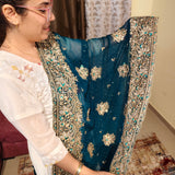 Deep Navy blue Designer Georgette Indian Saree