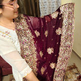 Deep Burgundy Designer Georgette Indian Saree