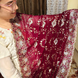 Rich Red Georgette Embroidered Indian Saree