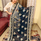 Midnight Blue Georgette Indian handwork Saree