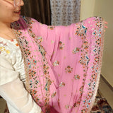 Blush Pink Georgette Indian handwork Saree