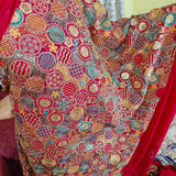 Deep Red heavy Embroidered Georgette Fabric