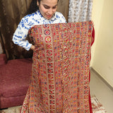 Wine Red Heavy Embellished Georgette Fabric