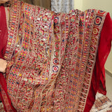 Wine Red Heavy Embellished Georgette Fabric