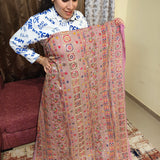 Baby Pink Red Heavy Embellished Georgette Fabric