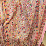 Baby Pink Red Heavy Embellished Georgette Fabric