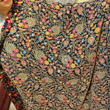 Luxury Black Crepe Silk Heavy Embellished Fabric