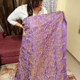 Opulent Purple Embellished Organza Fabric