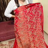 Opulent Crimson Red Embellished Organza Fabrice