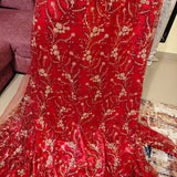 Red Satin-Backed handwork Net Fabric