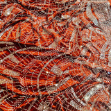 Vibrant Burnt Orange Embellished Silk Velvet fabric
