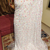 Pearl Ivory & Pastel Garden Embroidered Net Fabric
