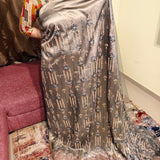 Olive Champagne & Rose Gold Embellished Net Fabric with Satin Base