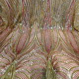 Ivory Net with Gold and Rose Couture Sequin Work