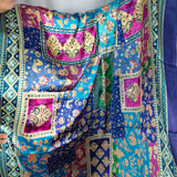 Royal Blue Multicolor Printed Satin Saree