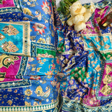 Royal Blue Multicolor Printed Satin Saree