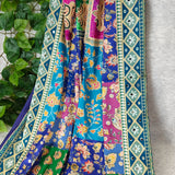 Royal Blue Multicolor Printed Satin Saree