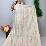 Ivory Pastel Mirror Embroidered Flex Cotton Fabric
