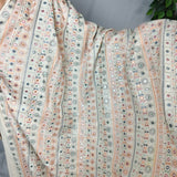 Ivory Pastel Mirror Embroidered Flex Cotton Fabric
