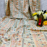 Ivory Pastel Mirror Embroidered Flex Cotton Fabric