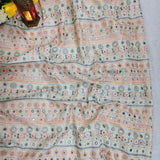 Ivory Pastel Mirror Embroidered Flex Cotton Fabric