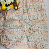 Ivory Pastel Mirror Embroidered Flex Cotton Fabric
