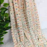 Ivory Pastel Mirror Embroidered Flex Cotton Fabric