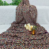 Royal Purple Multicolour Embroidered Georgette Fabric